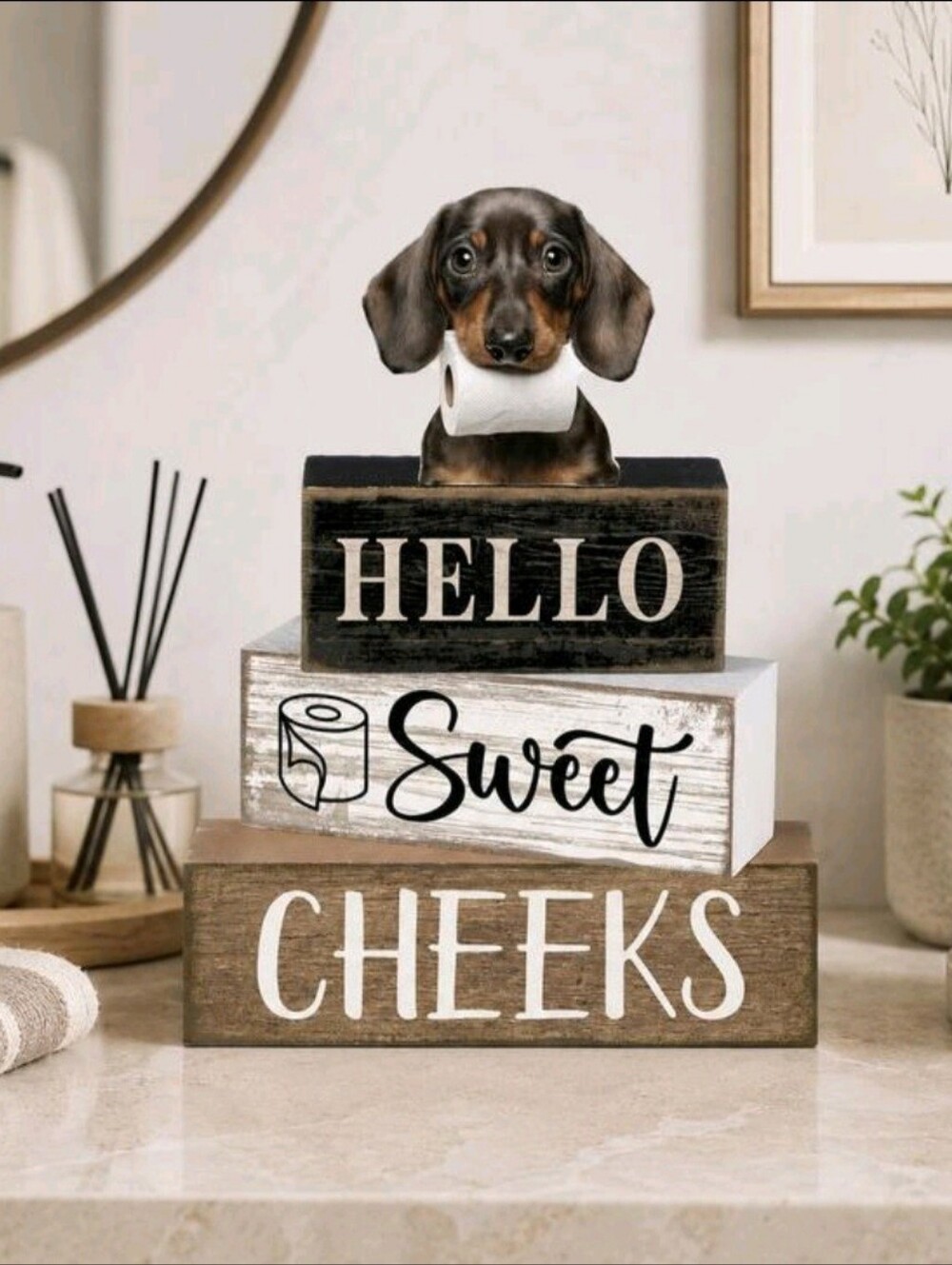 Hello Sweet Cheeks bath decor